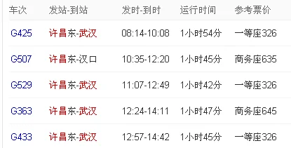 高铁:北京西至武汉途径哪些站（许昌东到武汉高铁时刻表）3