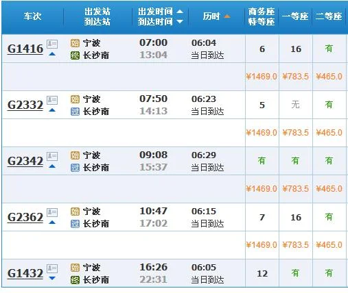宁波到长沙高铁路线图（宁波到长沙高铁时刻表）2