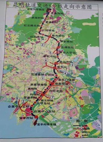 昆明地铁1号线2号线都经过哪些站（昆明地铁8线路图）2