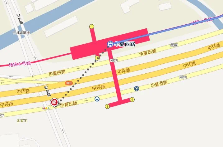 1从虹桥火车站出口乘坐地铁二号线(坐7站)到地铁江苏路站转乘地铁十一号线(嘉定北-罗山路)(坐1（上虹桥火车站到罗山七村地铁）