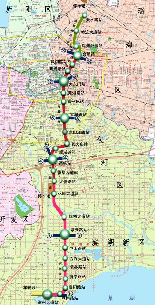 合肥地铁1号线详细线路图合肥地铁1号线有哪些（合肥地铁一号线南延规划图）3