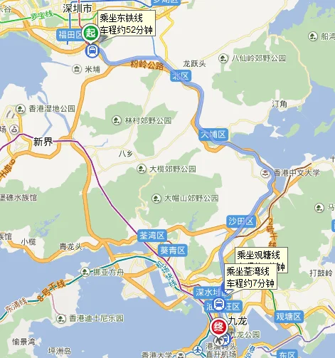 求香港地铁路线（海港城到上水地铁站乘地铁线路）