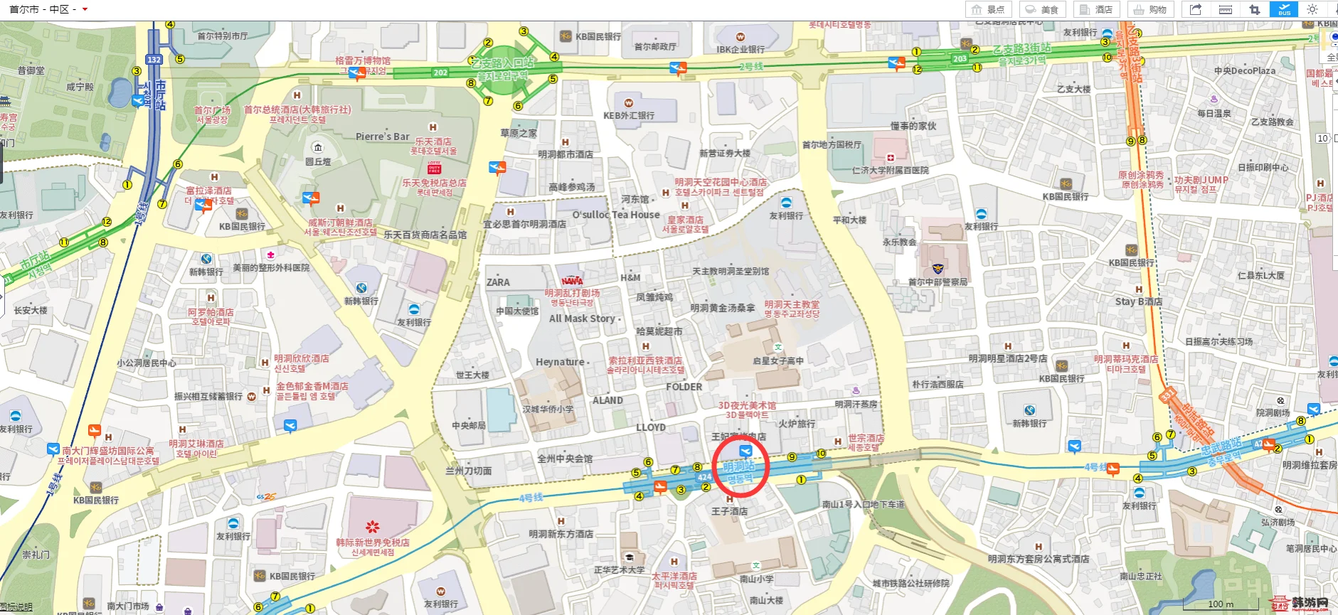 首尔明洞的地铁站入口在哪靠近哪个地方（明洞地铁站app）