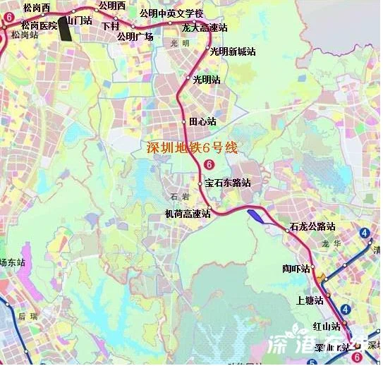 深圳地铁6号线石岩规划图（深圳地铁6号南延线环评）3