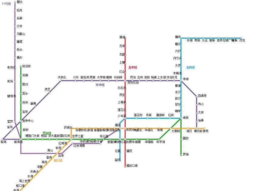 深圳地铁11路线从桥头站到龙华站的线路（11号线到龙华地铁线路图）