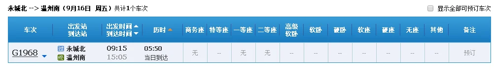永城至郑州高铁时刻表（永城北高铁时刻表）