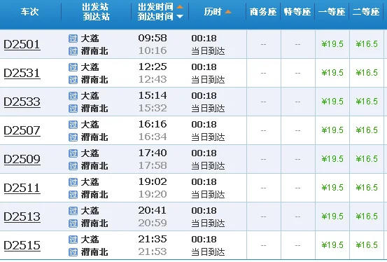 有谁知道渭南高铁一天几趟分别都是几点（大力到渭南高铁时刻表）5