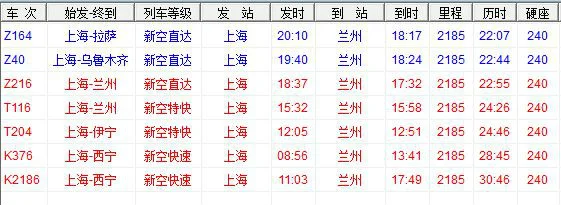 上海至甘肃高铁（上海至兰州高铁时刻表）6