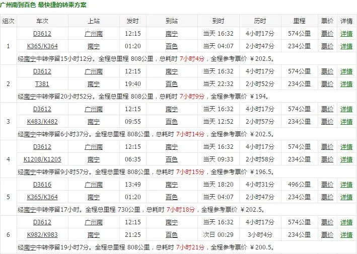 广州南站至百色高铁站(百色高铁到广州南站)2