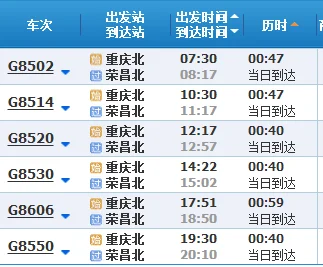 重庆到荣昌高铁时刻表（荣昌高铁）2