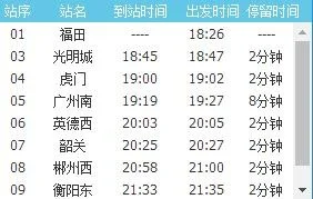 湖南长沙到深圳高铁时间表（深圳到长沙高铁时刻表）3