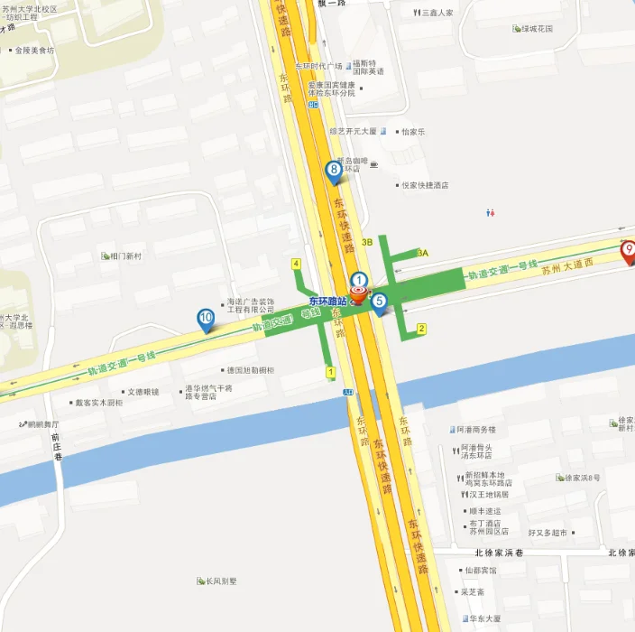 高铁站苏州站和苏州北站哪个离园区近些（苏州地铁东环路站3b出口）4