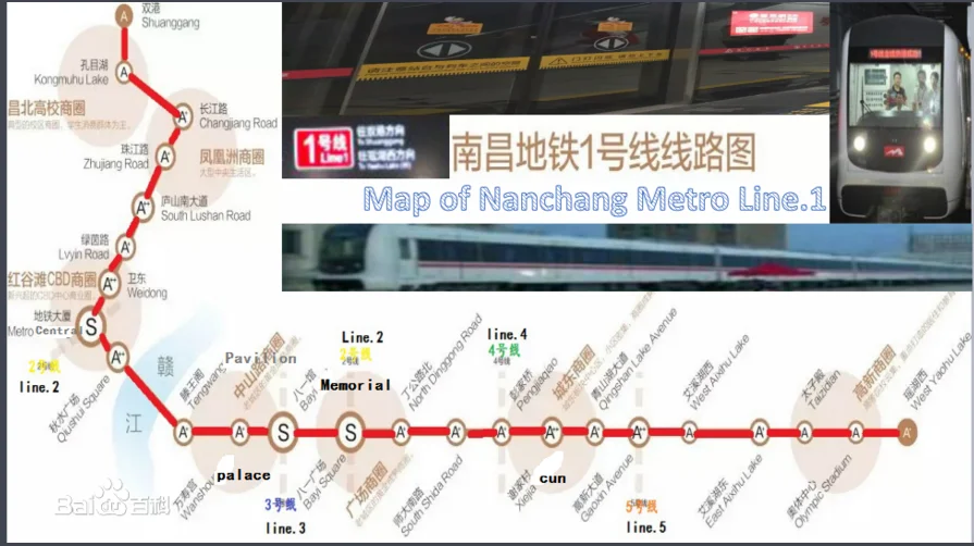 南昌地铁1号线在南昌市区地图上位置（南昌1号地铁线路地图）