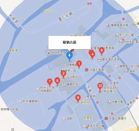 从地铁一号线到塘栖镇的地图路线(塘西古镇最近地铁站)2