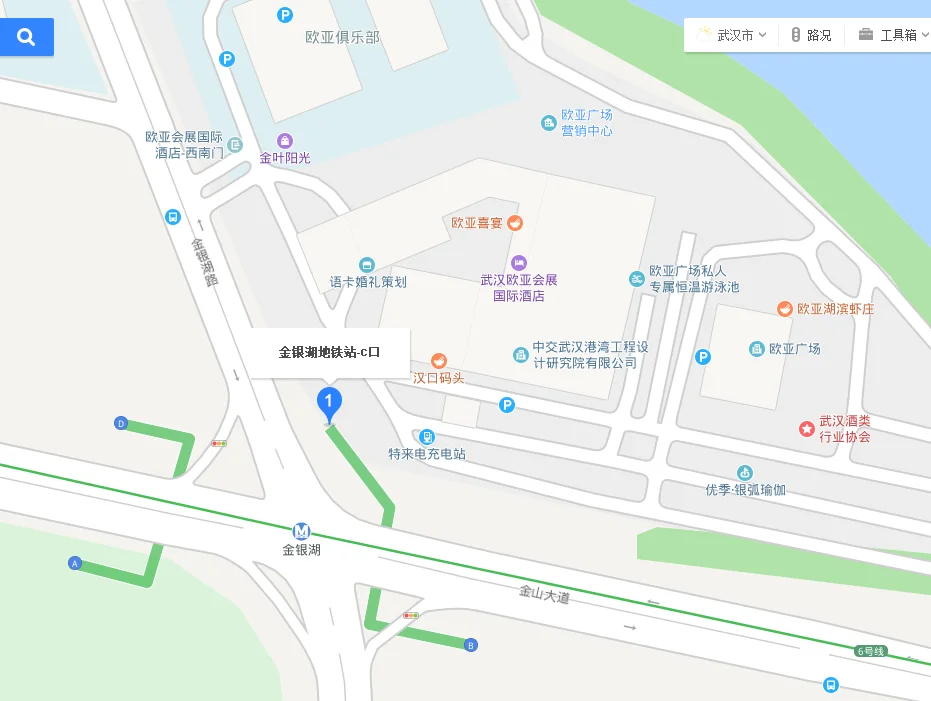 坐地铁六号线到金银湖站去欧亚国际会展酒店哪个出口(武汉欧亚大酒店地铁几号线)2