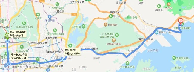 沙井地铁到上梅林地铁站（上梅林到大浪地铁站）