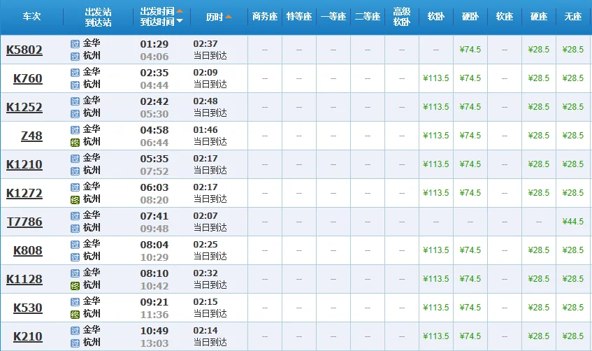 金华到杭州城站有高铁吗（金华到杭州高铁多久）3