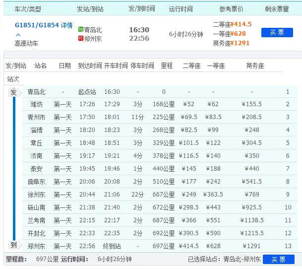 曲阜到青岛高铁时间（青岛曲阜东高铁时刻表）5