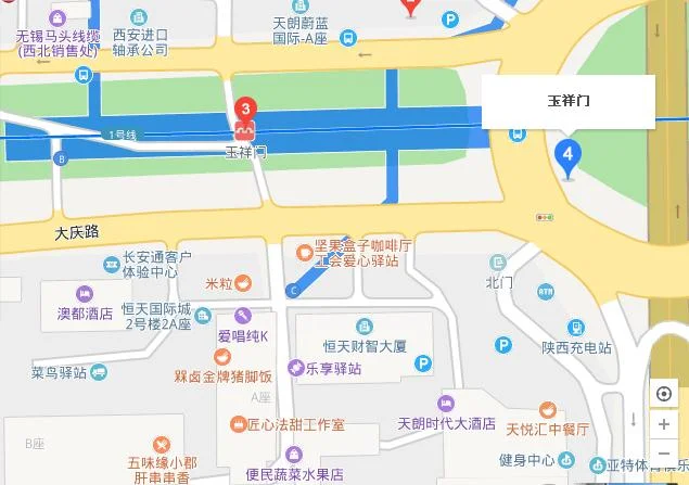 西安玉祥门是地铁1号线还是2号线下车（玉祥门地铁出口景）2