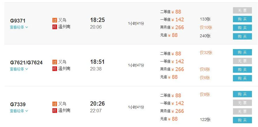 义乌到温州有动车吗（义乌至温州高铁时刻表）3