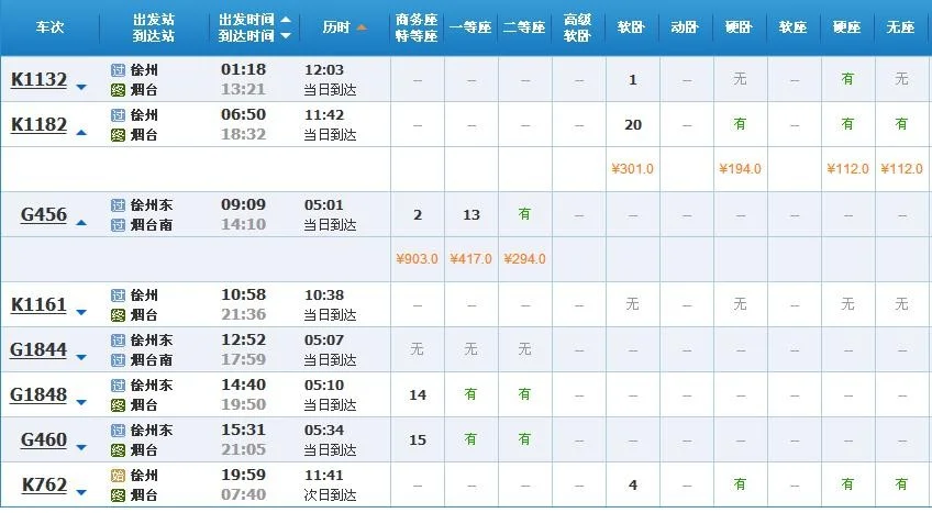 烟台到徐州高铁时刻表网上订票_烟台到徐州高铁时刻表时刻表_烟台到徐州高铁时（徐州烟台高铁）