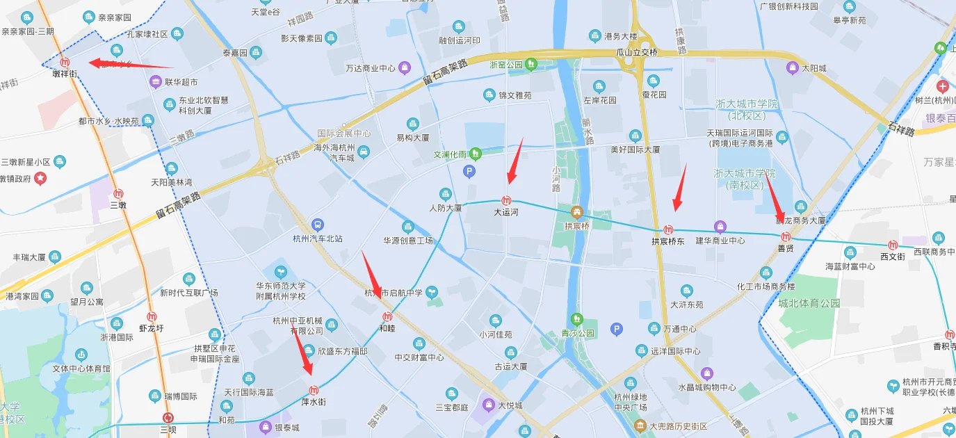杭州东站到拱墅区大关路的公交或地铁路线（离拱墅区最近的地铁站）2