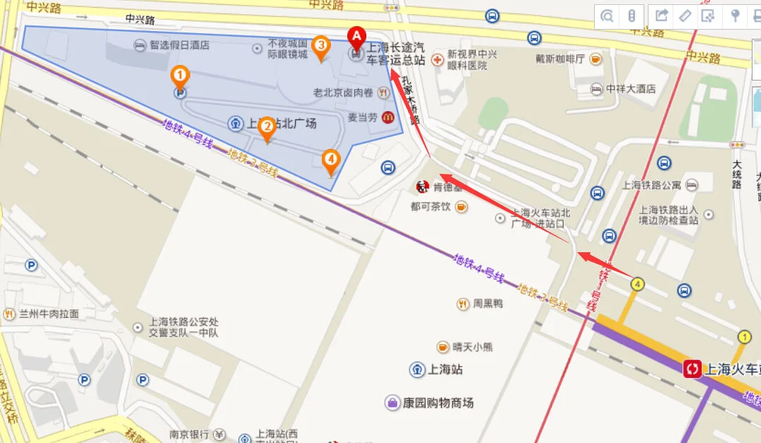 上海地铁3号线上海火车站几号口出到客总站(上海汽车总站地铁3号线出口)2