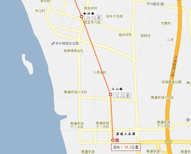南通市地铁一号线在地图上的线路图（南通地铁一号线一期线路图）2