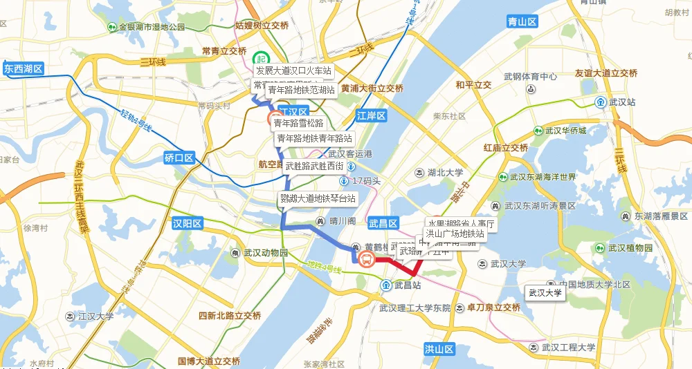 武汉范湖地铁站位置`公交（武汉青年路地铁泛湖站出口）2