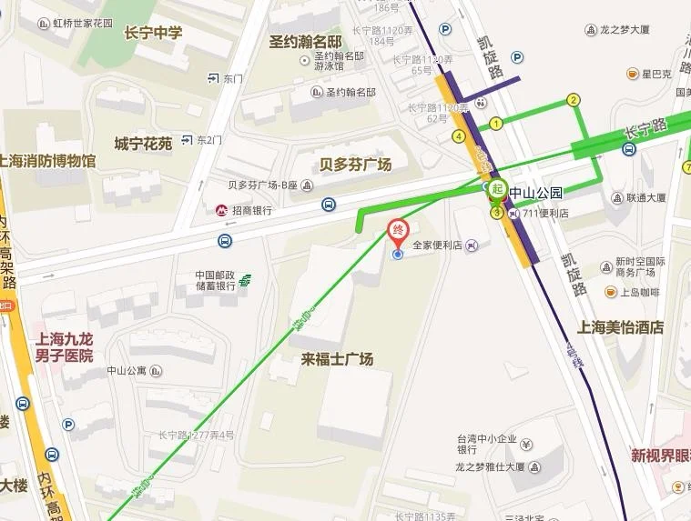 上海地铁2号线中山公园站各个出口有什么(从六灶去长宁来福土广场地铁怎走)