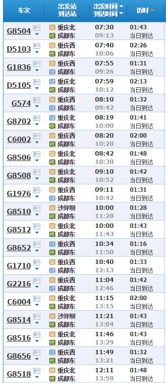 成都东站有到重庆的地铁吗票价多少(成都到重庆的地铁)1