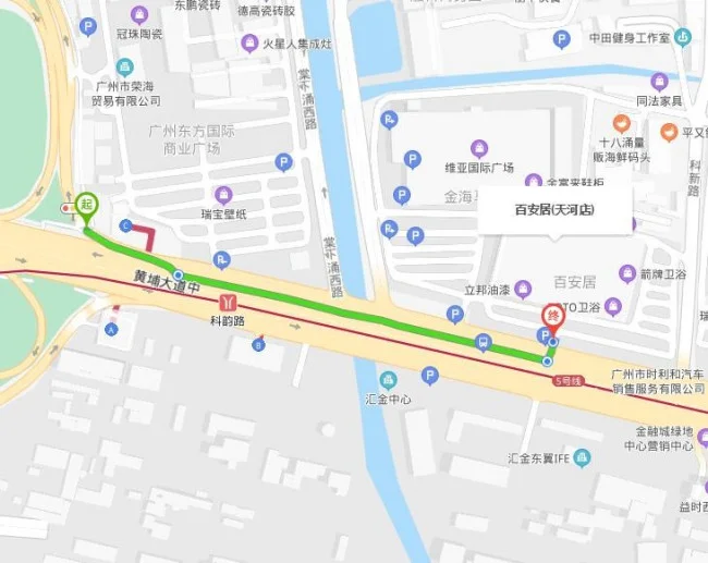 科韵路(地铁站)到百安居(天河店)怎么走(广州黄埔大道百安居地铁站)