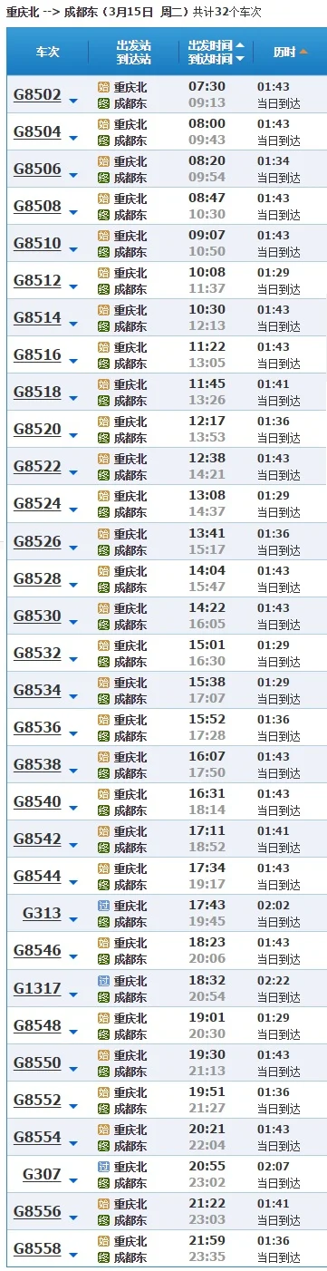 成都东站到重庆北站高铁在哪儿上车（重庆北成都东高铁动车）