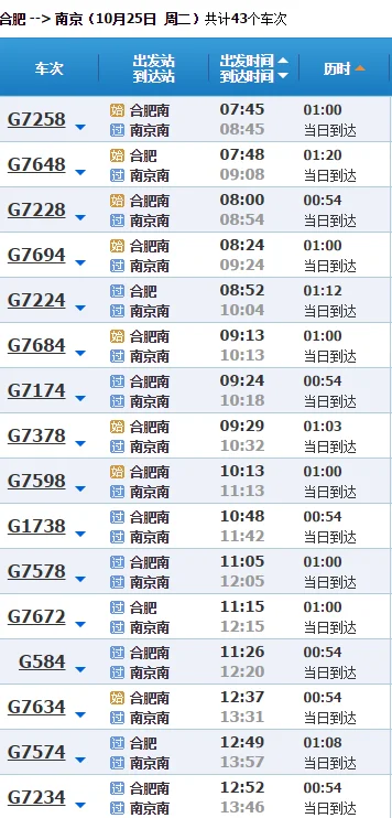 南京站有没有到合肥的高铁要坐多久（南京到肥东高铁时刻表）2