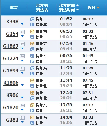 杭州到安徽蚌埠高铁过滁州吗（杭州到滁州高铁）