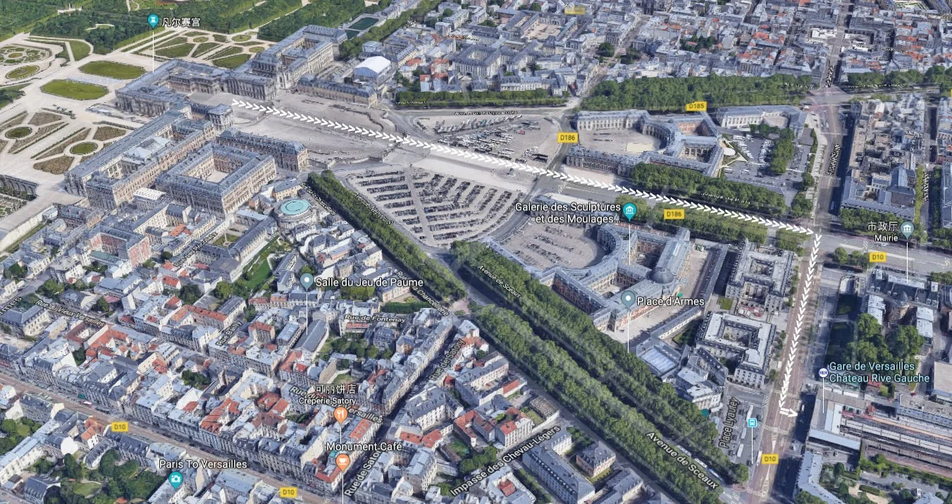 巴黎地铁线路图（戴高乐机场到凡尔赛宫地铁）2