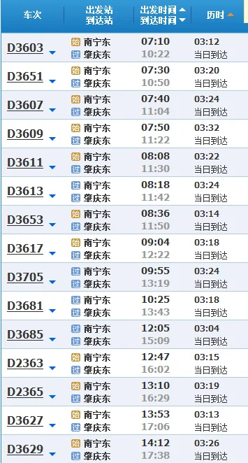南宁东到肇庆东高铁经过哪些站点（南宁东到肇庆东高铁）7