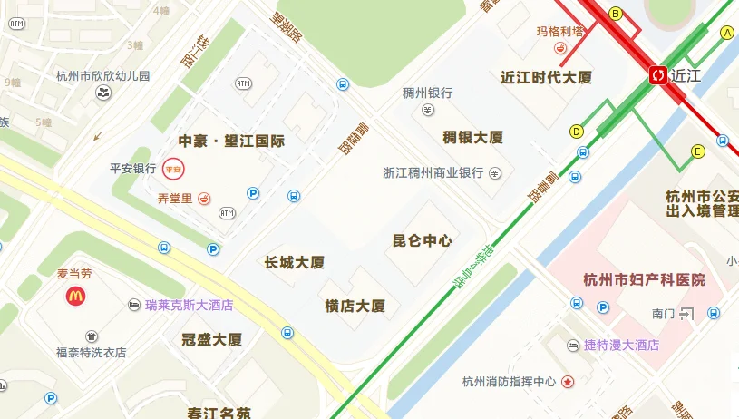 杭州地铁一号线各个站点（1号地铁线近江出口）3