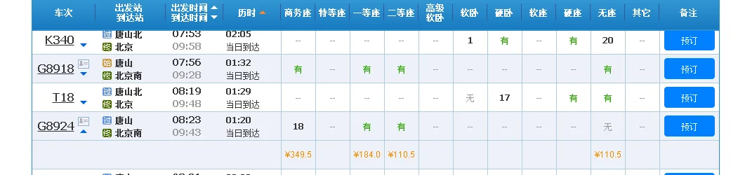 唐山到北京火车时刻表高铁多少钱（唐山至北京高铁）