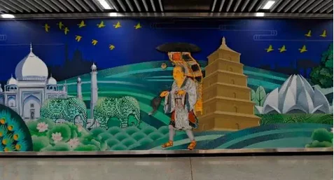 西安地铁二号线的线路有那些站点(西安地铁二号线壁画)3