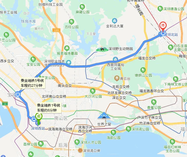 深圳北站到深圳西站有地铁吗（深圳西到深圳北有没有地铁）