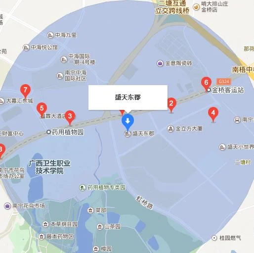 南宁的盛天东郡小区大门离近的公交站和站分别有多远（盛天东郡有地铁站）2