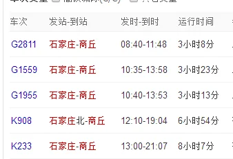 石家庄到商丘的火车票多少钱要多长时间到（商丘至石家庄高铁）2