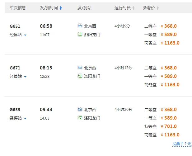 北京到洛阳高铁时间表（北京到龙门的高铁）1