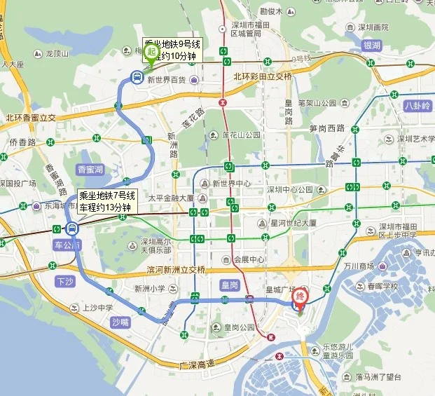 深圳北到皇岗口岸怎样做地铁（下梅林到皇岗口岸地铁站）