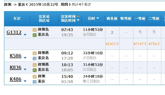 深圳到重庆开通高铁了吗（深圳到重庆高铁时刻表）1