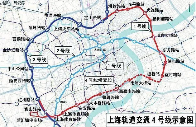上海地铁四号线线路图(上海4号线地铁线路名称)1