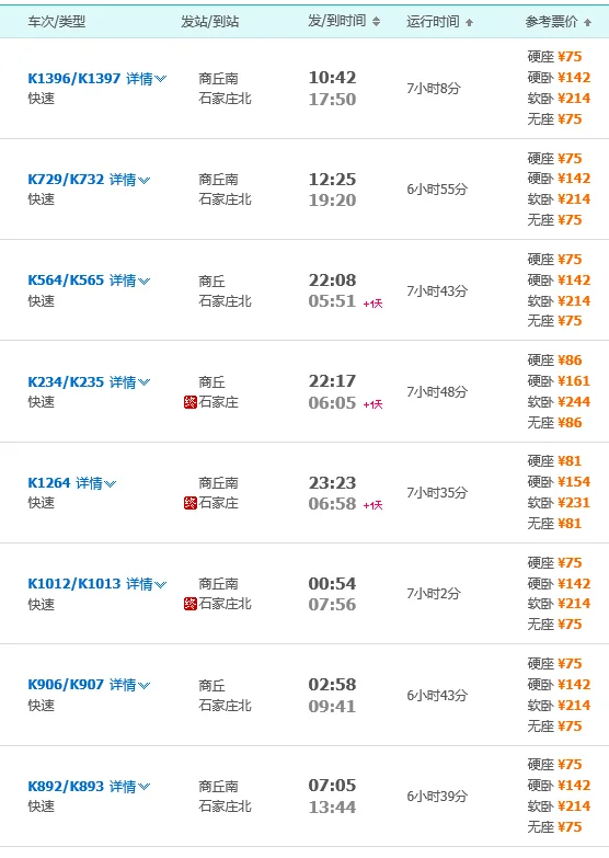 石家庄到商丘的火车票多少钱要多长时间到（商丘至石家庄高铁）