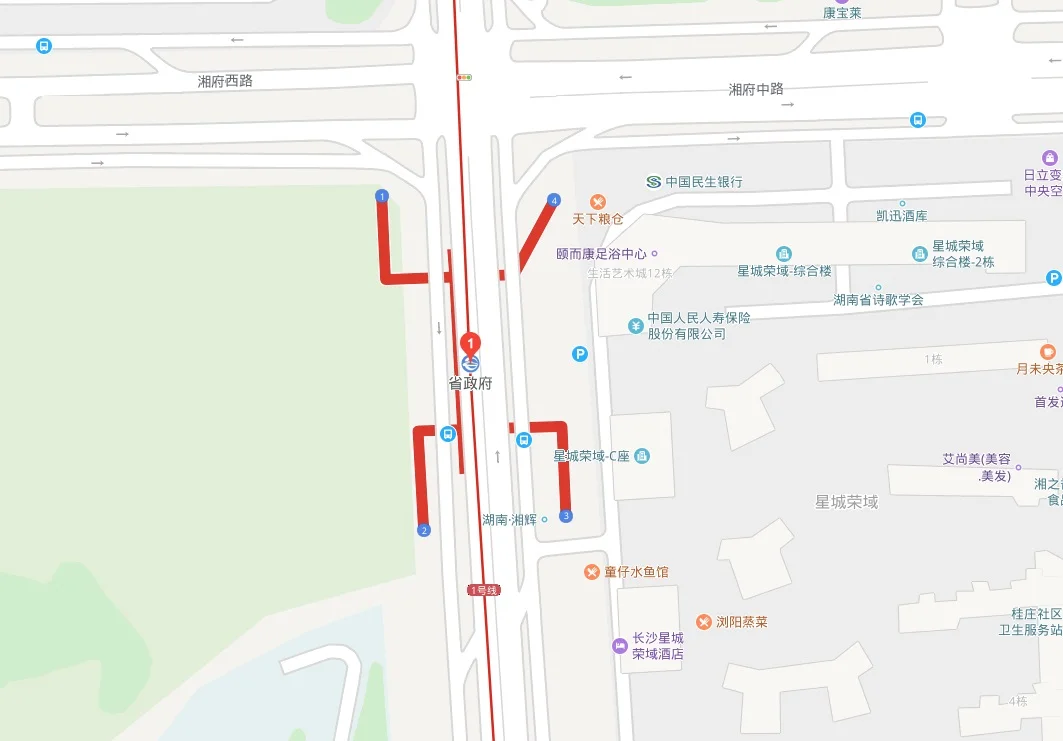地铁1号线人民广场站出口示意图（地铁1号省政府站出口）