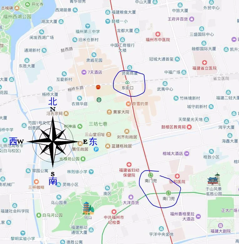 福州地铁一号线穿过鼓楼区（福州南门兜地铁站几个出口）
